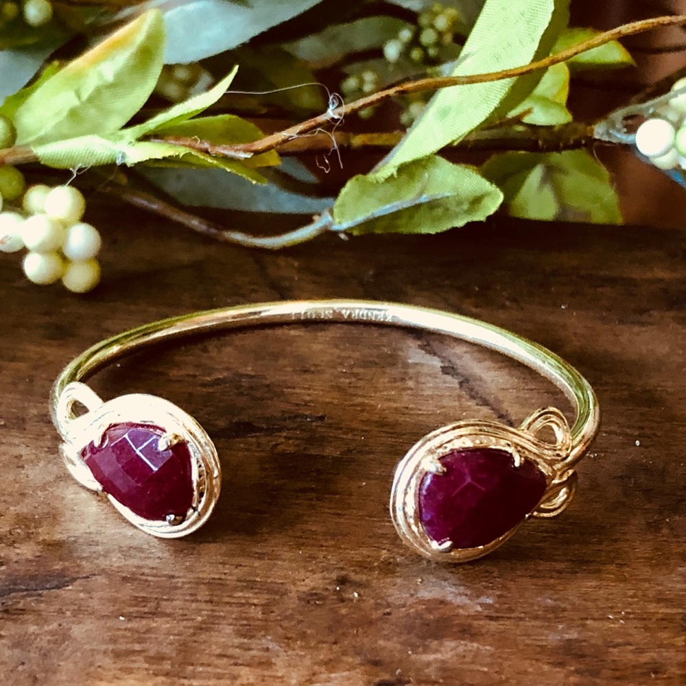 Kendra Scott Cuff Bracelet With Burgundy Stone